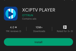 IPTV op meerdere tv’s: de complete gids in 10 stappen 1 Google Play-pagina van XCIPTV Player met de knop Install.