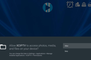 IPTV op meerdere tv’s: de complete gids in 10 stappen 15 Fire TV-machtigingsvenster waarin XCIPTV toegang vraagt tot foto’s, media en bestanden.