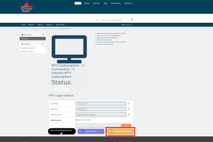 Zo kijk je IPTV op je pc, stap voor stap 6 Voorbeeld van een IPTV-klantportaal met abonnementsstatus en afgeschermde inlogvelden.