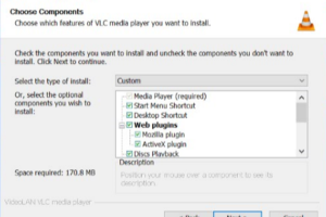 Zo kijk je IPTV op je pc, stap voor stap 14 VLC-installatievenster met de te installeren onderdelen.