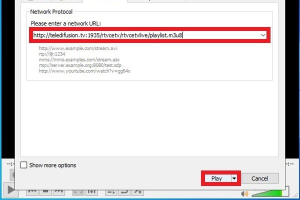 Zo kijk je IPTV op je pc, stap voor stap 21 VLC-venster Open Media met de knop Play om de netwerkstream te starten.