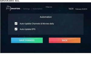 Zo kijk je IPTV op je pc, stap voor stap 33 Smarters Automation-menu met Auto-Update Channels & Movies daily en Auto-Update EPG aangevinkt.