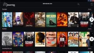 Zo zet je ondertiteling in IPTV Smarters Pro aan: de complete handleiding 2 Filmcatalogus van IPTV Smarters Pro met filmposters en de categorieën Top Added en Top Rated.