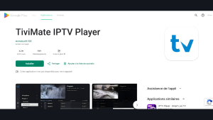 Hoe kun je IPTV installeren op Smart TV? 4 De Google Play-pagina van TiviMate IPTV Player met de installatieknop.