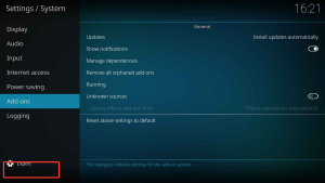 IPTV met Kodi: complete installatiegids voor beginners 6 Le niveau de paramètres Expert se trouve en bas à gauche de l'écran des paramètres Kodi.