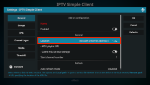 IPTV met Kodi: complete installatiegids voor beginners 9 Client IPTV simple avec emplacement défini sur Chemin distant (adresse Internet).