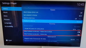 IPTV met Kodi: complete installatiegids voor beginners 14 Photo des paramètres du lecteur Kodi avec MediaCodec Surface et MediaCodec activé.