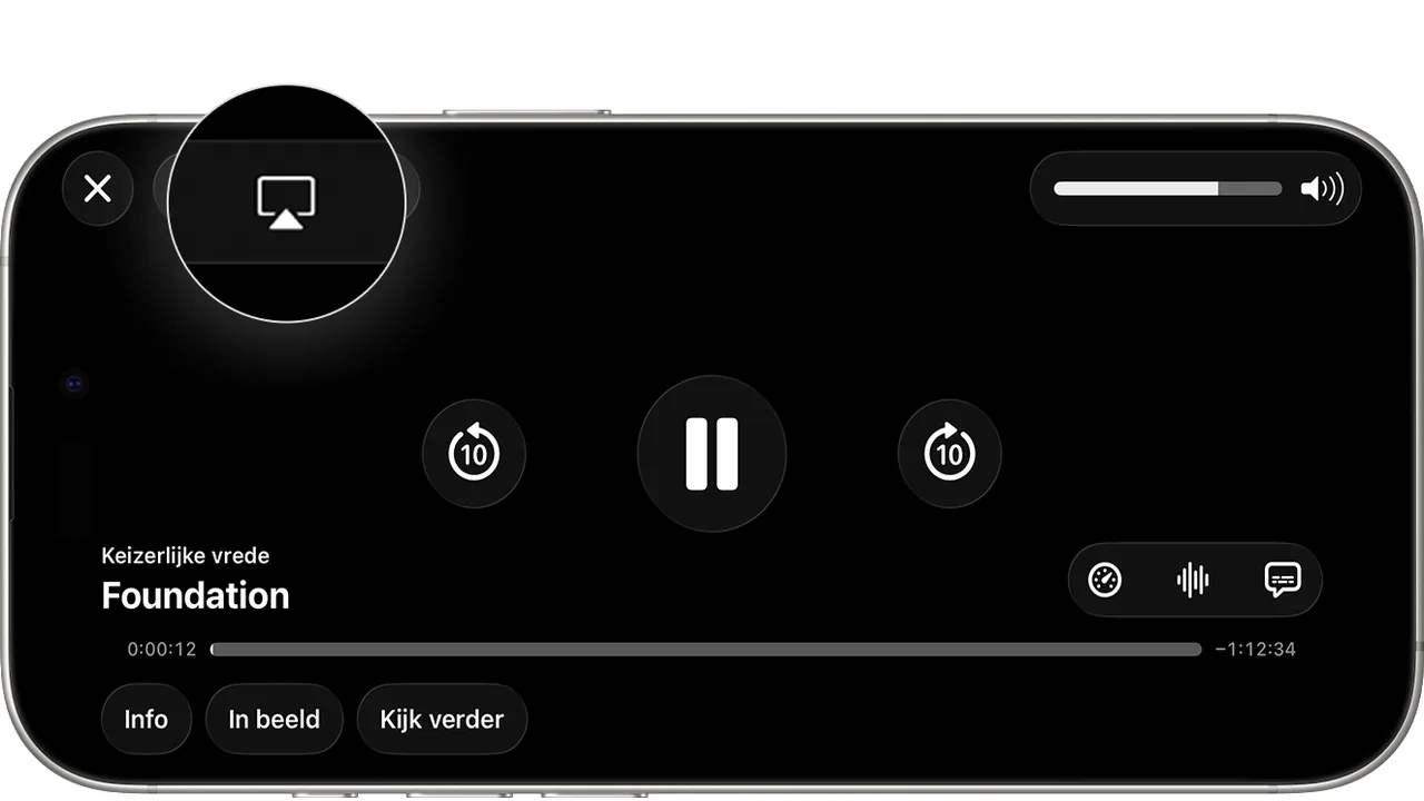 Beste IPTV-app voor iPhone en iPad (iOS): vergelijking en uitleg 5 De AirPlay-knop in de videospeler op een iPhone