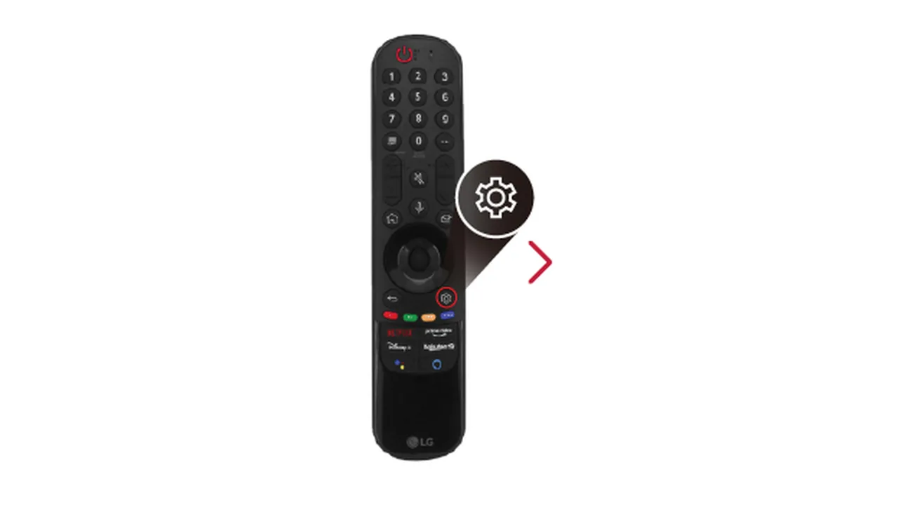 Welke IPTV-app voor LG Smart TV (webOS) kies je? 1 Instellingen-knop met tandwiel op de LG Magic Remote